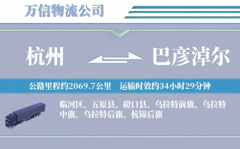 杭州到巴彦淖尔物流公司