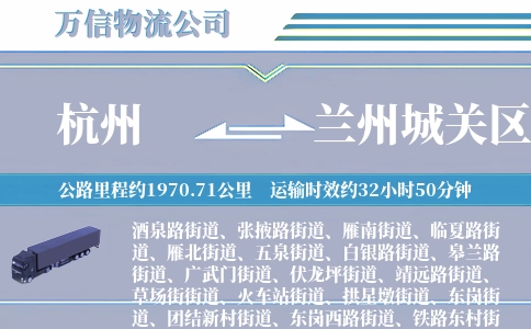 杭州到兰州城关区物流公司